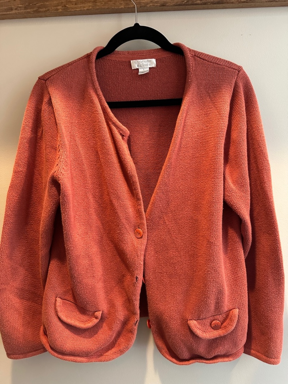 Christopher & Banks Coral Knit Button-Front Cardigan